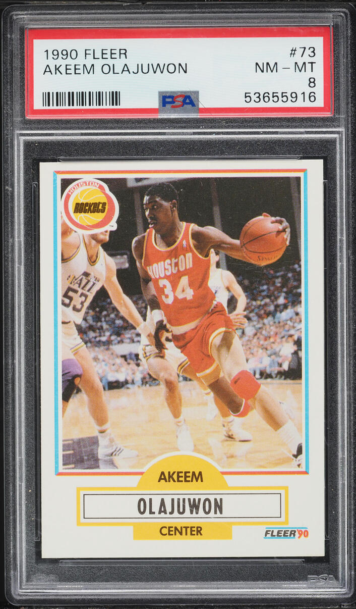 1990 Fleer Basketball Hakeem Olajuwon #73 PSA 8 NM-MT