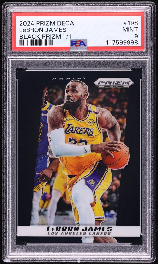 2024 Panini Prizm Deca Black LeBron James 1/1 #198 PSA 9 MINT on