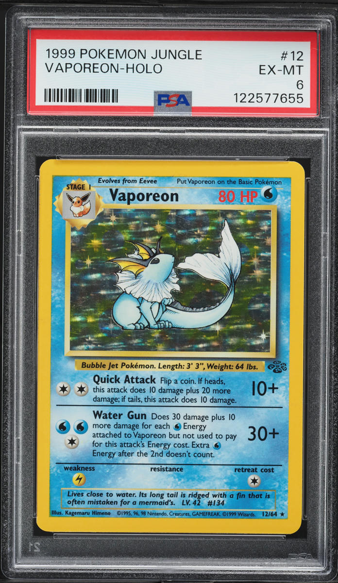 1999 Pokemon Jungle Holo Vaporeon #12 PSA 6 EXMT