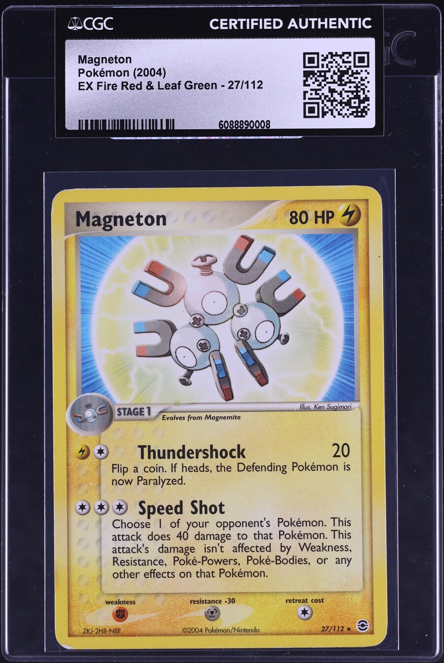 2004 Pokemon EX Fire Red & Leaf Green Magneton #27 CGC AUTH