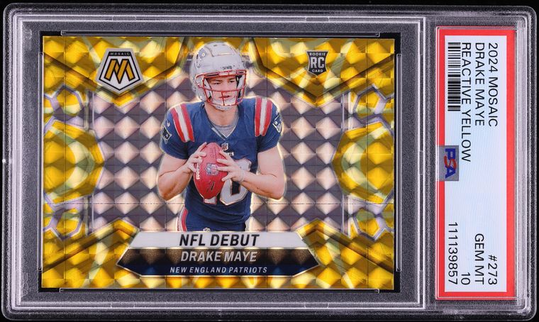 2024 Panini Mosaic Reactive Yellow Drake Maye ROOKIE #273 PSA 10 GEM MINT