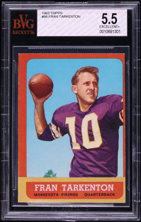 1963 Topps Football Fran Tarkenton #98 BVG 5.5 EX+