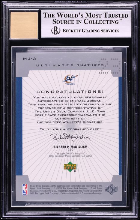 2001 Ultimate Collection Signatures Michael Jordan AUTO #MJA BGS 9 MINT