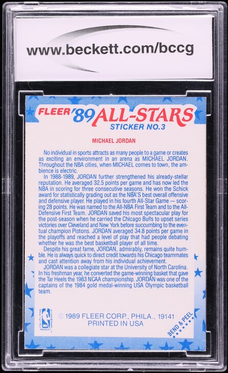 1989 Fleer Stickers Michael Jordan #3 BCCG 9