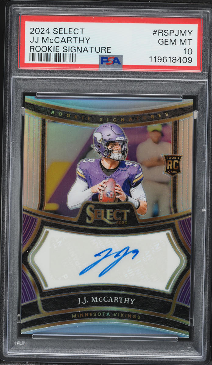 2024 Select Prizm J.J. McCarthy ROOKIE AUTO /399 #RSP-JMY PSA 10 GEM MINT