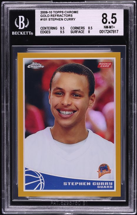 2009 Topps Chrome Gold Refractor Stephen Curry ROOKIE /50 #101 BGS 8.5 NM-MT+