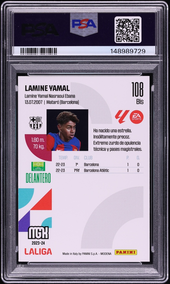 2023 Panini Megacracks La Liga EA Sports Lamine Yamal ROOKIE #108BIS PSA 9 MINT