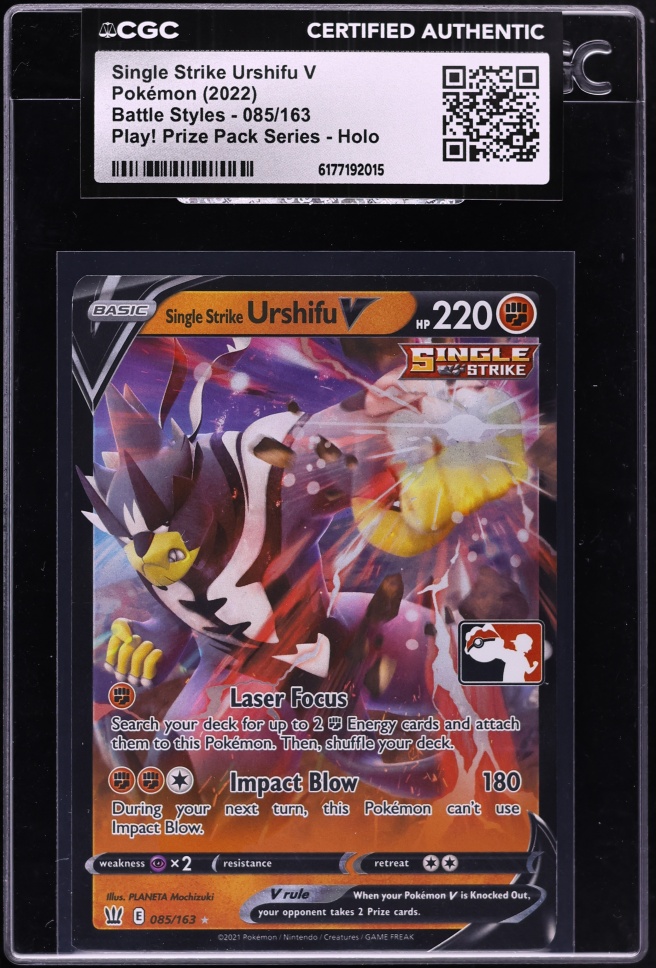 2022 Pokemon SWSH Battle Styles Play Prize Pack Series Single Strike Urshifu V #085 CGC AUTH