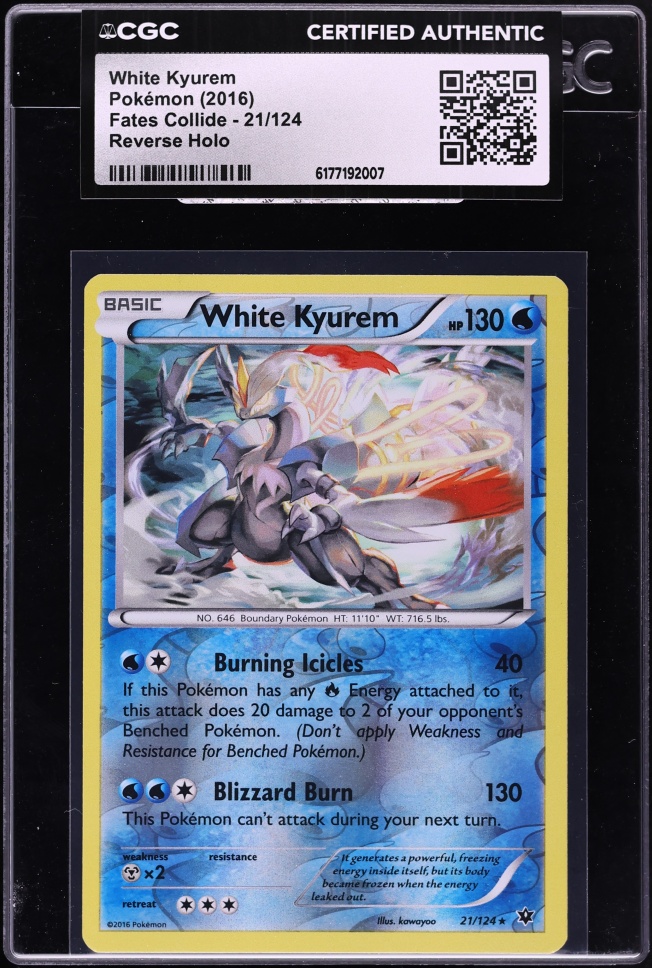 2016 Pokemon XY Fates Collide Reverse Holo White Kyurem #21 CGC AUTH