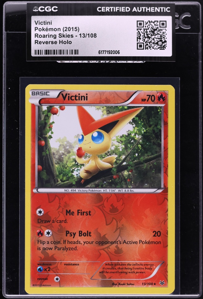 2015 Pokemon XY Roaring Skies Reverse Holo Victini #13 CGC AUTH