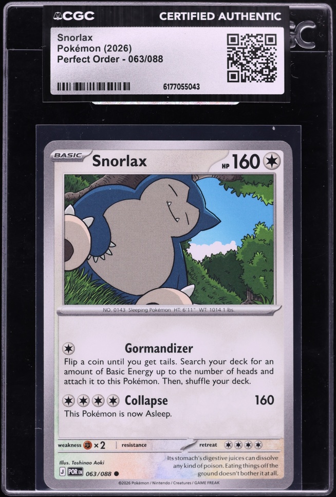 2026 Pokemon Mega Evolution Perfect Order Snorlax #63 CGC AUTH