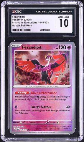 2025 Pokemon SV Prismatic Evolutions Master Ball Holo Fezandipiti #45 CGC 10 GEM