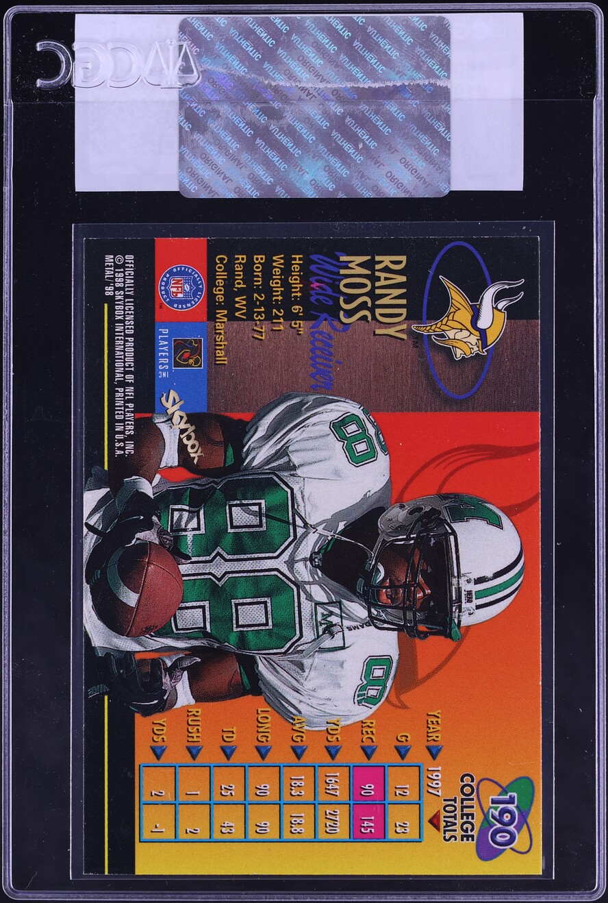 1998 Metal Universe Randy Moss ROOKIE #190 CGC AUTH