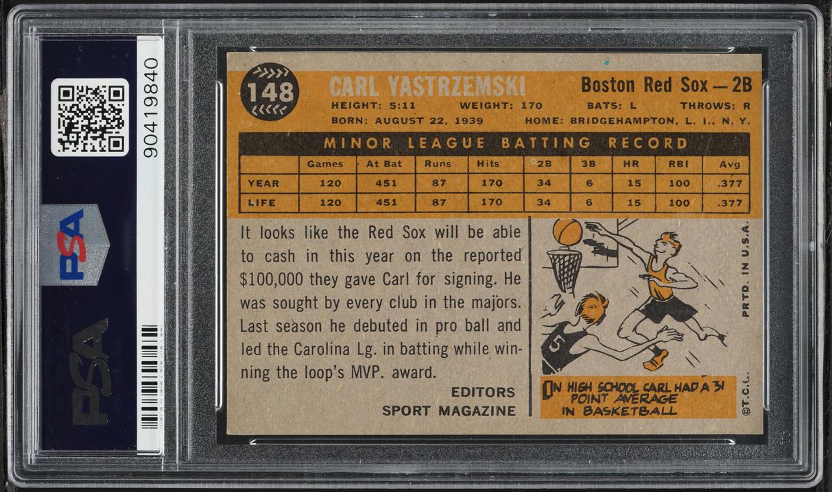 1960 Topps Carl Yastrzemski ROOKIE #148 PSA 8 NM-MT