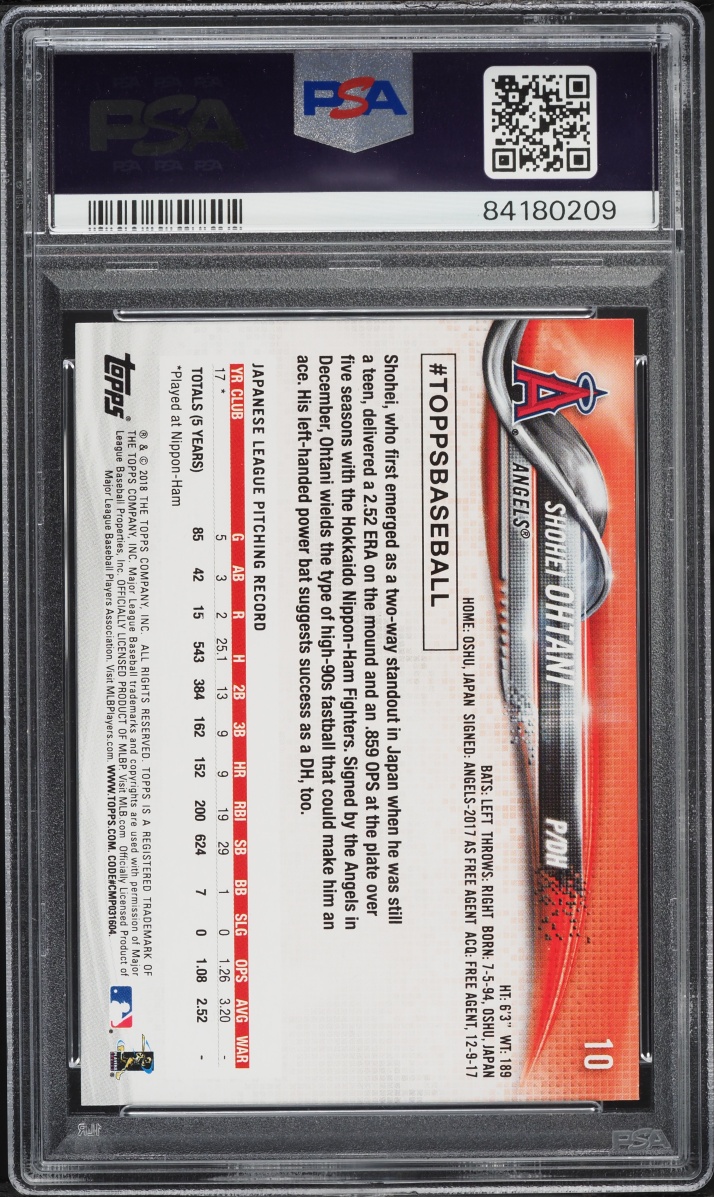 2018 Topps New Era Shohei Ohtani ROOKIE #10 PSA 10 GEM MINT