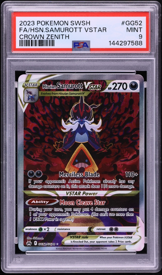 2023 Pokemon Sword & Shield Crown Zenith Alt Art Hisuian Samurott VSTAR #GG52 PSA 9 MINT