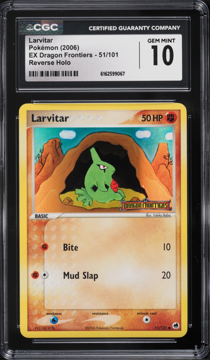 2006 Pokemon EX Dragon Frontiers Reverse Holo Larvitar #51 CGC 10 GEM MINT