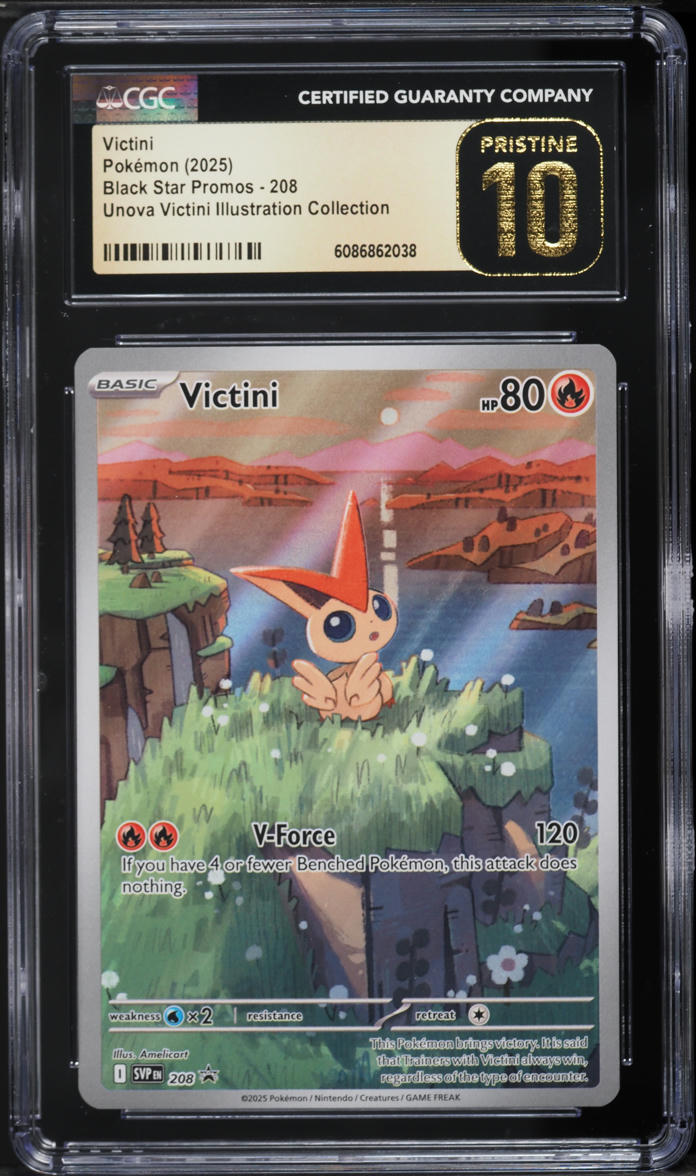 2025 Pokemon Scarlet & Violet Promo Unova Illustration Collection Victini #208 CGC 10 PRISTINE