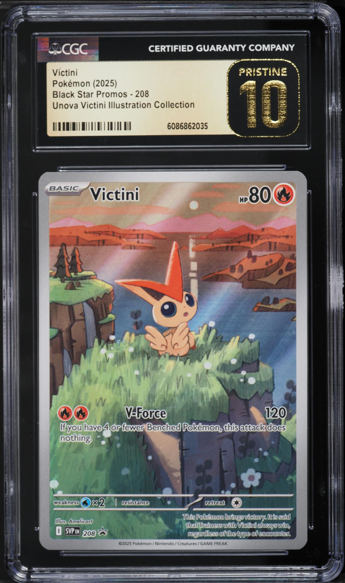 2025 Pokemon Scarlet & Violet Promo Unova Illustration Collection Victini #208 CGC 10 PRISTINE