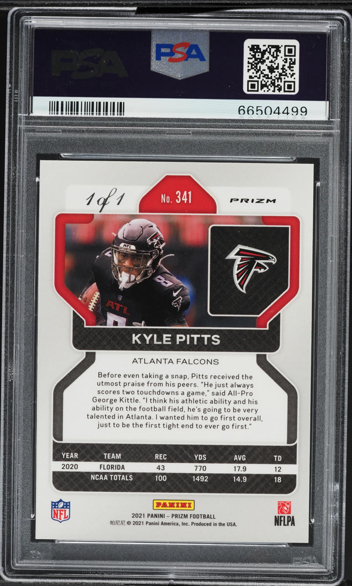 2021 Panini Prizm Black Finite Kyle Pitts ROOKIE 1/1 #341 PSA 9 MINT