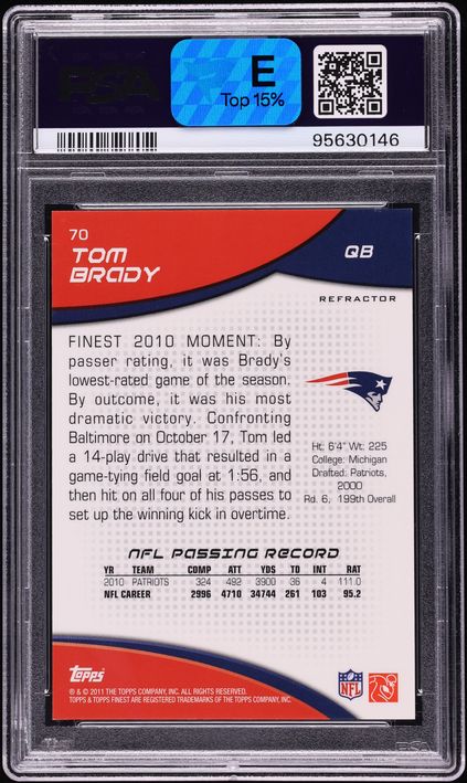 2011 Finest Mosaic Refractor Tom Brady /10 #70 PSA 9 MINT