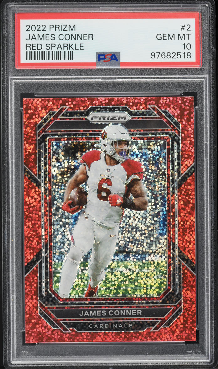 2022 Panini Prizm Red Sparkle James Conner #2 PSA 10 GEM MINT
