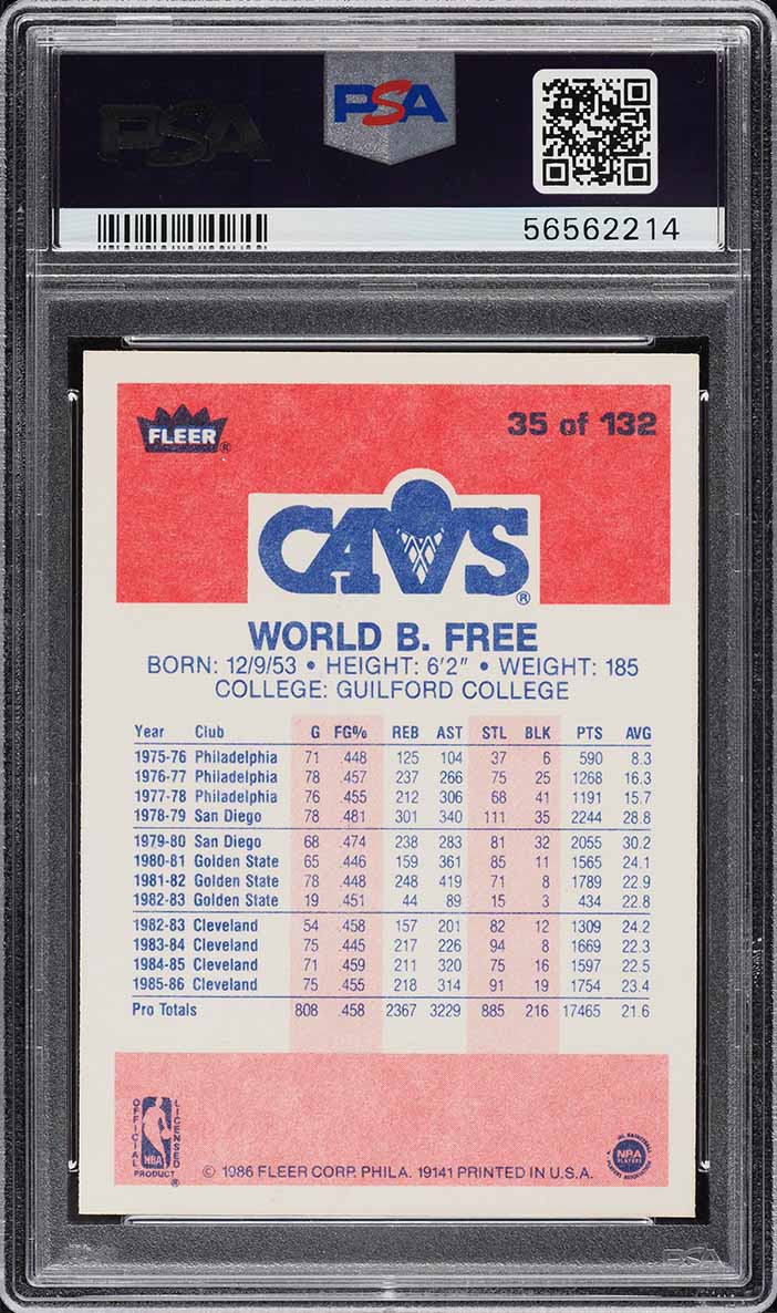1986 Fleer Basketball World B. Free #35 PSA 10 GEM MINT