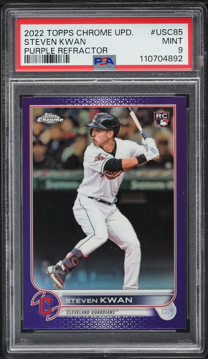 2022 Topps Chrome Update Purple Refractor Steven Kwan ROOKIE #USC85 PSA 9 MINT