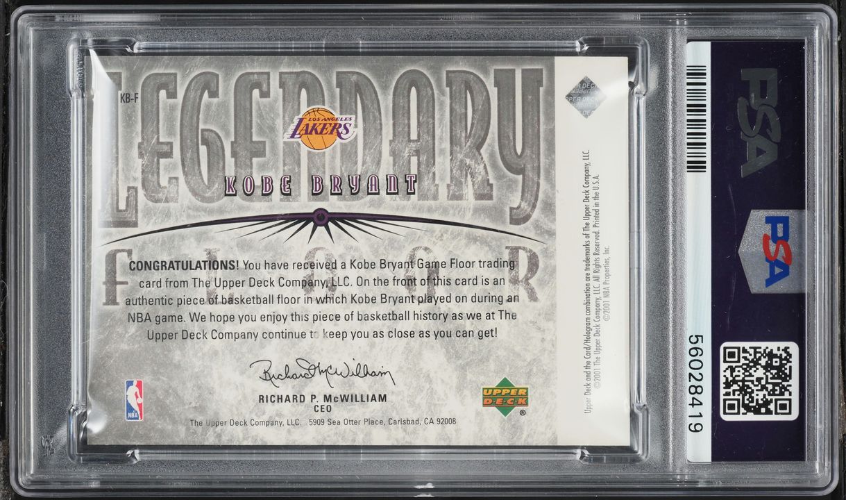 2001 Upper Deck Legends Legendary Floor Kobe Bryant RELIC #KB-F PSA 9 MINT