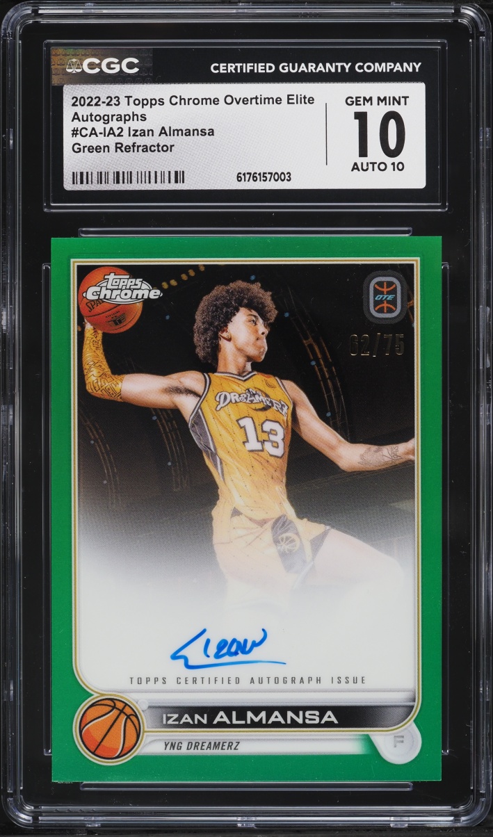 2022 Topps Chrome Overtime Elite Green Refractor Izan Almansa RC AUTO /75 #CA-IA2 CGC 10 GEM