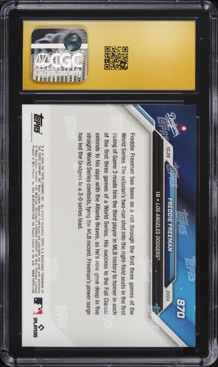2024 Topps Now Freddie Freeman #870 CGC 10 PRISTINE