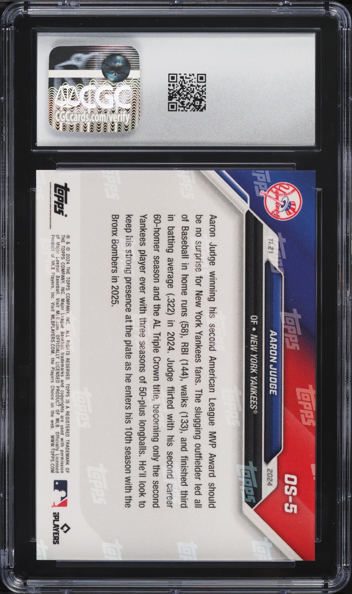 2024 Topps Now Off Season Aaron Judge #OS-5 CGC 10 GEM MINT
