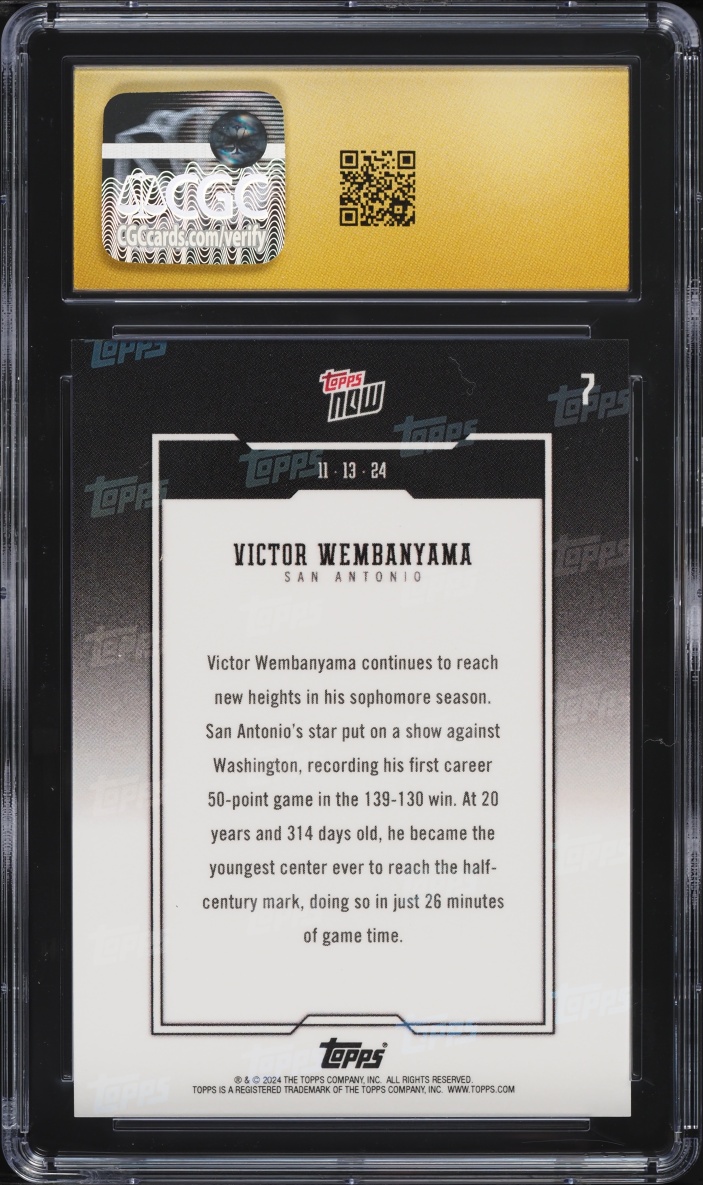 2024 Topps Now Victor Wembanyama #7 CGC 10 PRISTINE