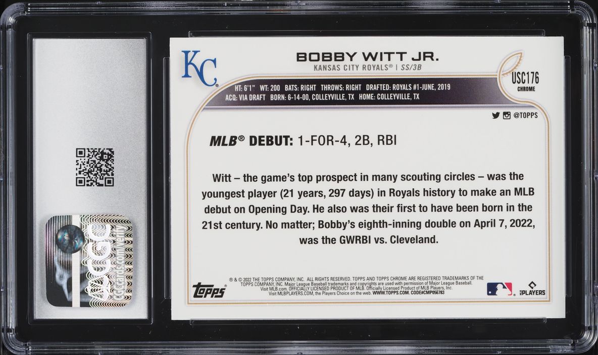2022 Topps Chrome Update Bobby Witt Jr. ROOKIE #USC176 CGC 10 GEM MINT