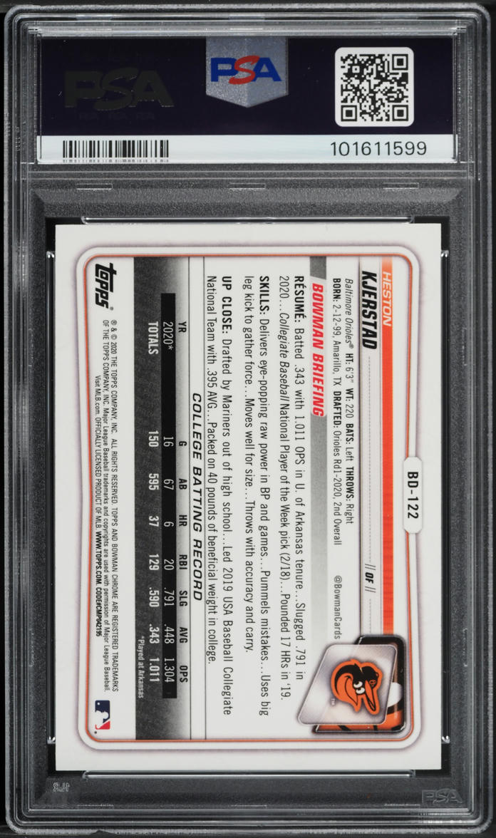 2020 Bowman Chrome Draft Heston Kjerstad PROSPECT #BD-122 PSA 10 GEM MINT