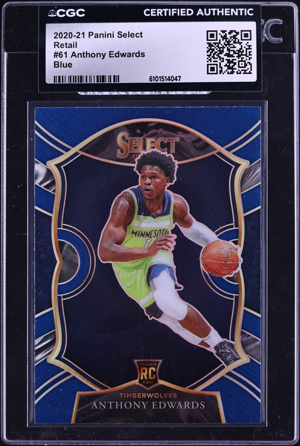 2020 Select Concourse Retail Blue Anthony Edwards ROOKIE #61 CGC AUTH