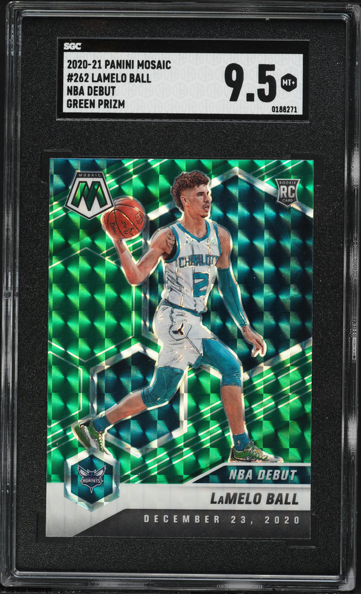 2020 Panini Mosaic NBA Debut Green Prizm LaMelo Ball ROOKIE #262 SGC 9.5 MINT+