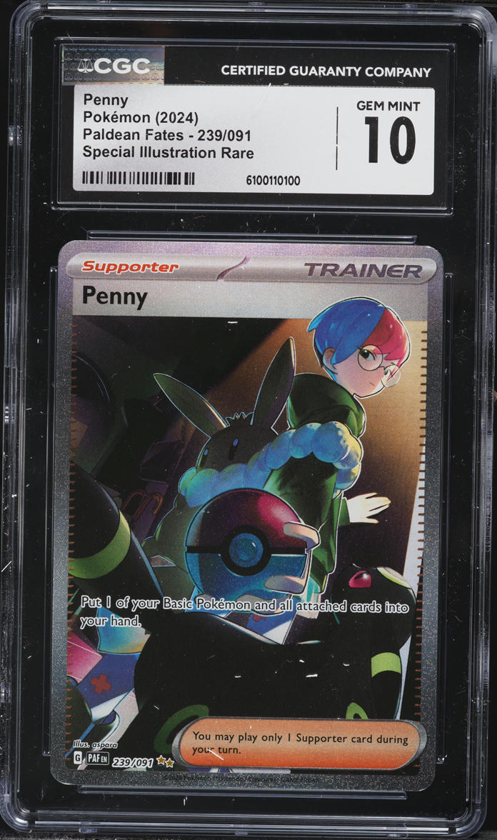 2024 Pokemon Scarlet & Violet Paldean Fates SIR Penny #239 CGC 10 GEM MINT