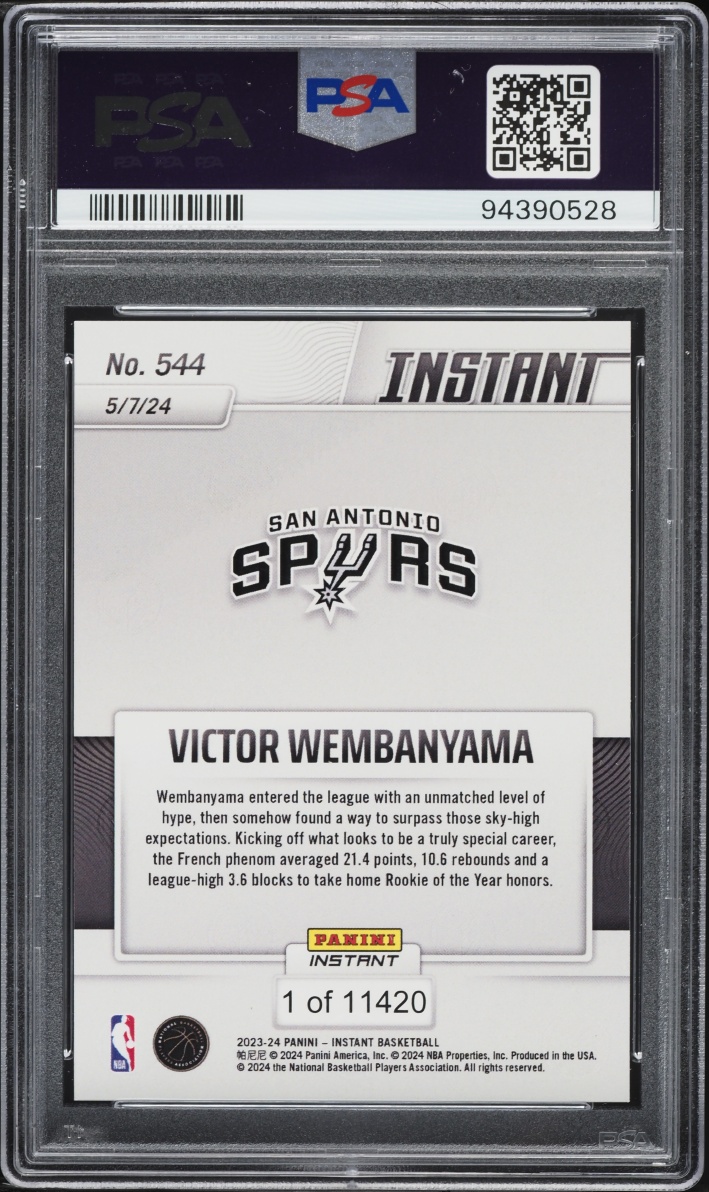 2023 Panini Instant Victor Wembanyama ROOKIE /11420 #544 PSA 9 MINT