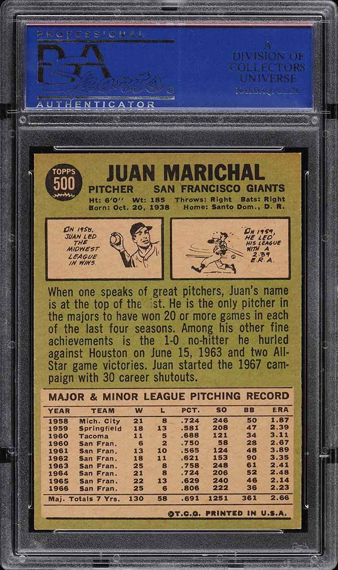 1967 Topps Juan Marichal #500 PSA 8 NM-MT