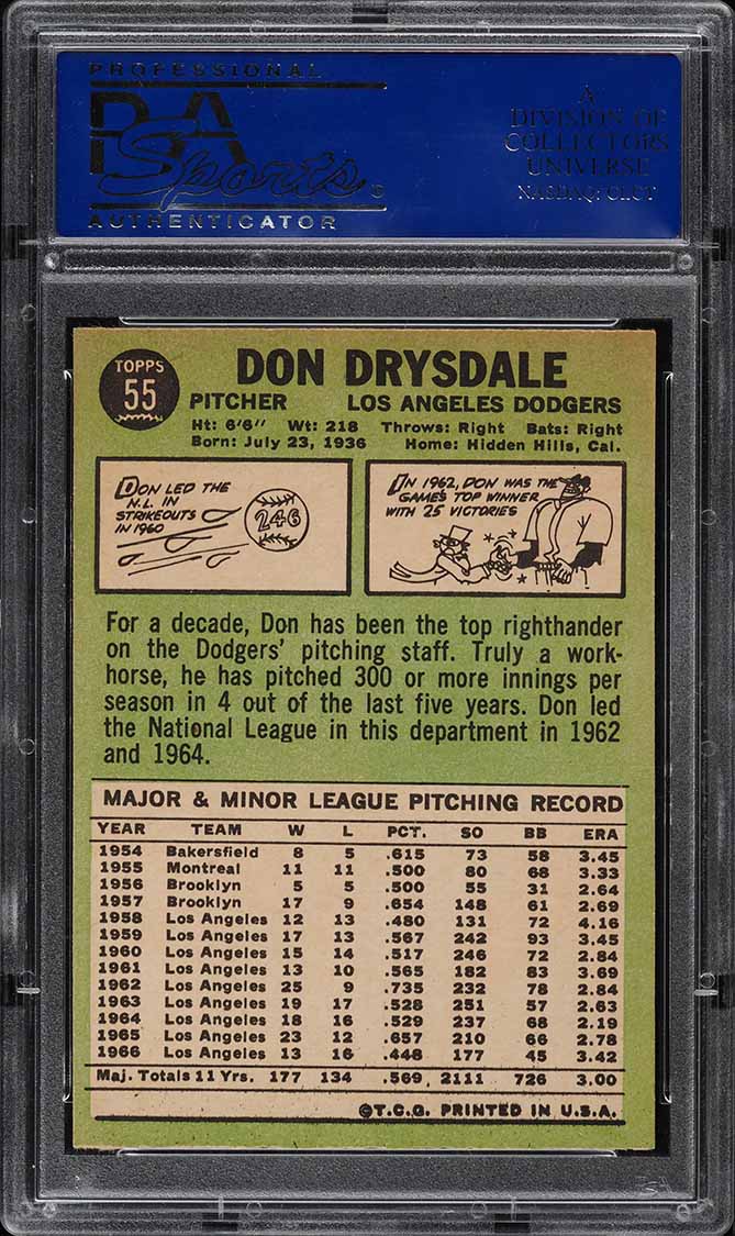 1967 Topps Don Drysdale #55 PSA 8 NM-MT