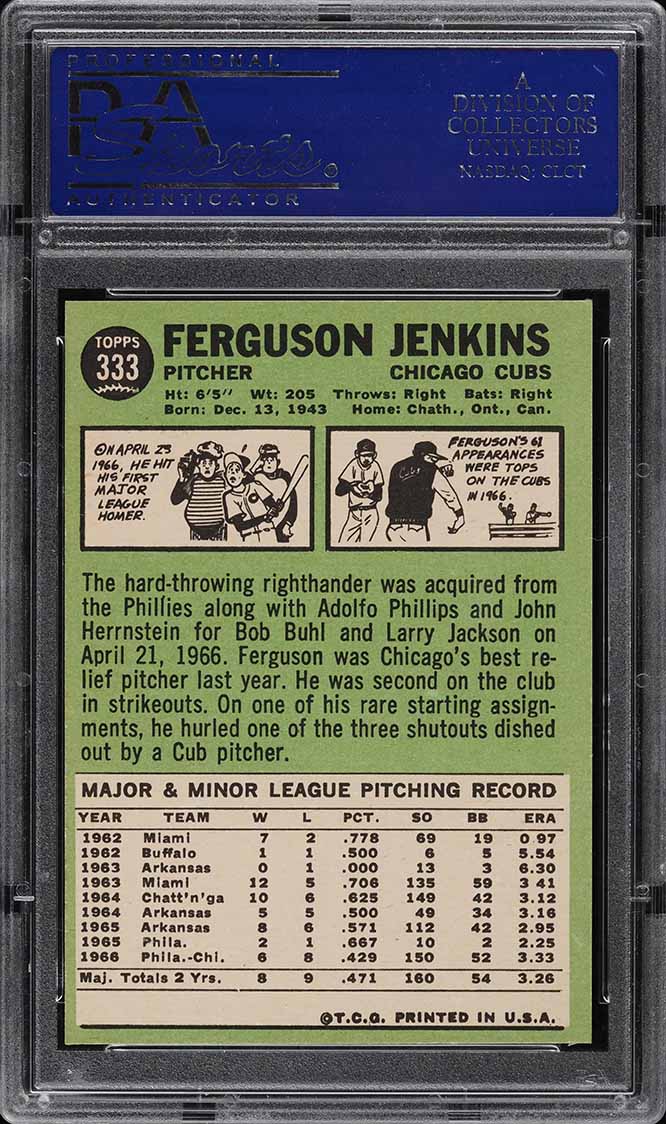 1967 Topps Fergie Jenkins #333 PSA 8 NM-MT
