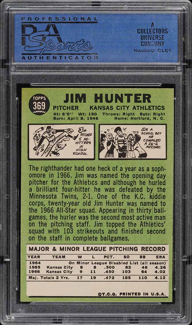 1967 Topps Catfish Hunter #369 PSA 8 NM-MT