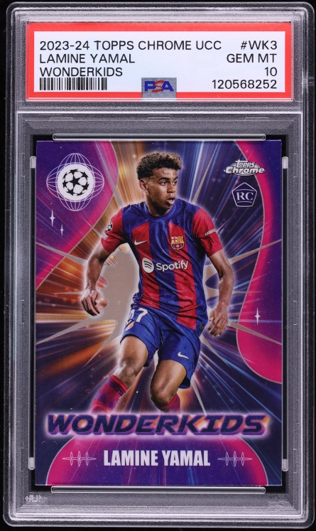 2023 Topps Chrome UEFA Club Competitions Wonderkids Lamine Yamal ROOKIE #WK-3 PSA 10 GEM MINT