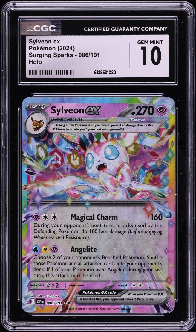2024 Pokemon Scarlet & Violet Surging Sparks Holo Sylveon Ex #86 CGC 10 GEM MINT