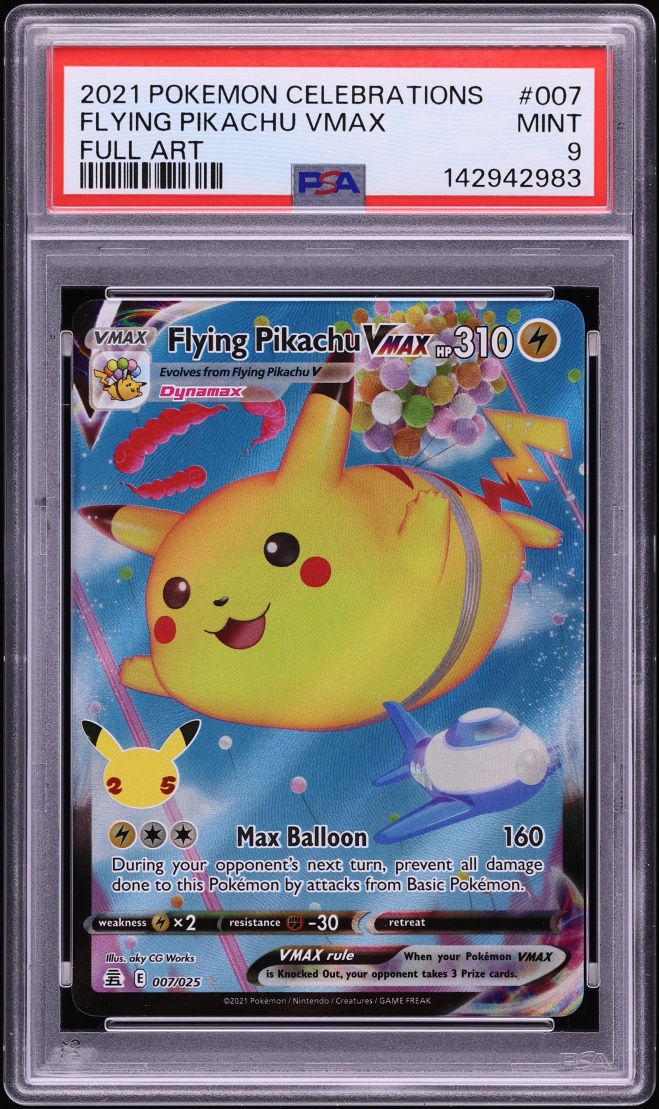 2021 Pokemon Sword & Shield Celebrations Full Art Flying Pikachu VMAX #7 PSA 9 MINT