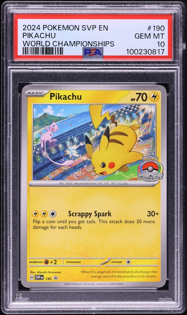 2024 Pokemon Scarlet & Violet Promo World Championships Pikachu #190 PSA 10 GEM MINT