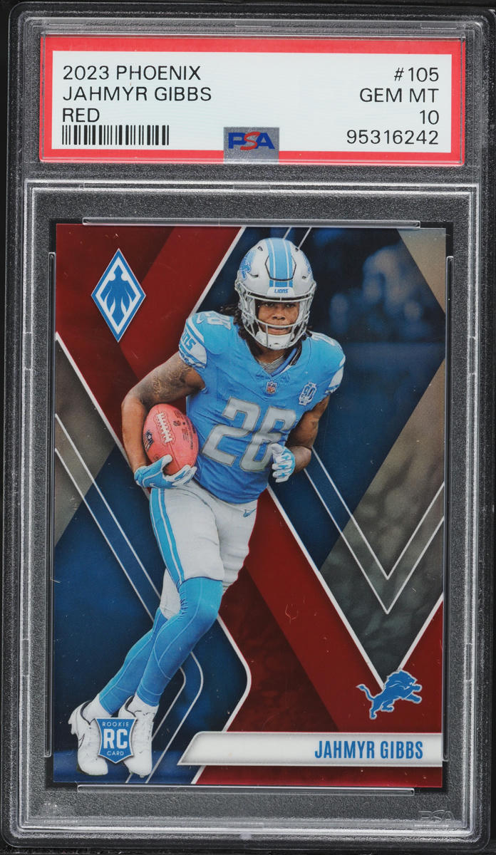 2023 Panini Phoenix Red Jahmyr Gibbs ROOKIE /250 #105 PSA 10 GEM MINT