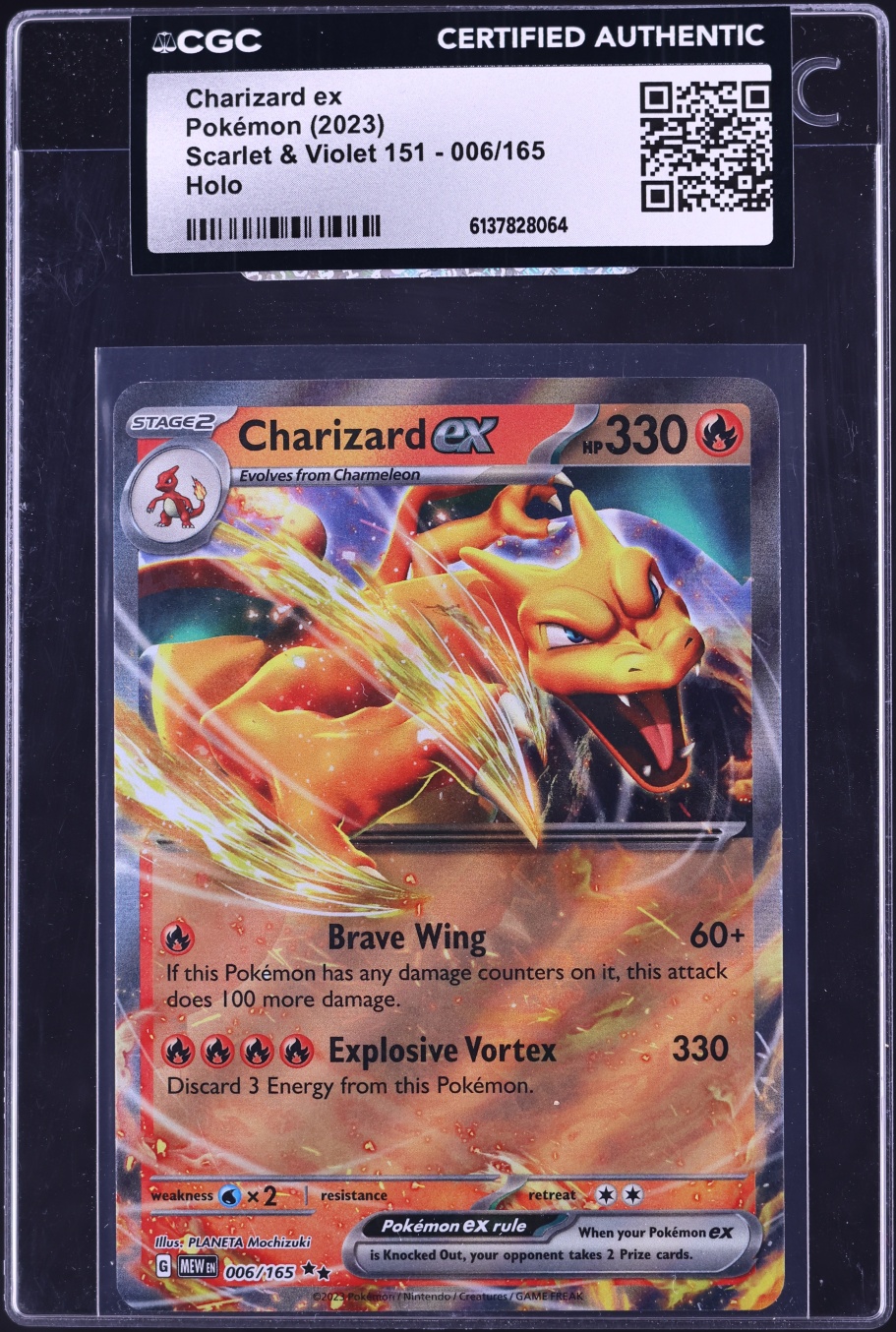 2023 Pokemon Scarlet & Violet 151 Holo Charizard EX #6 CGC AUTH