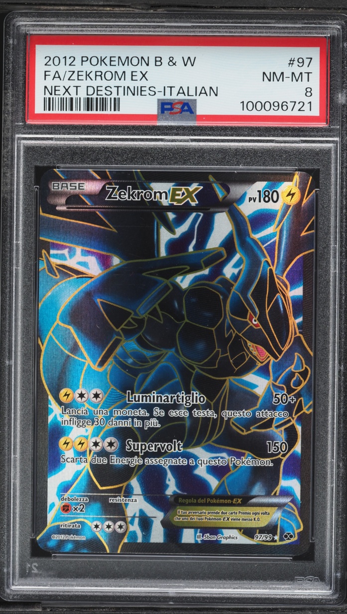 2012 Pokemon Italian Black & White Next Destinies Full Art Zekrom EX #97 PSA 8 NM-MT